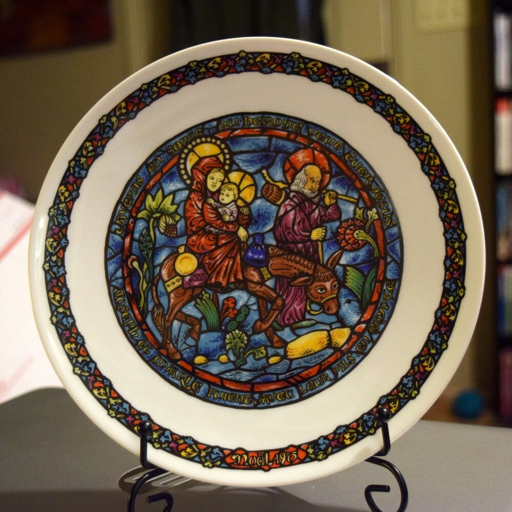 D’Arceau Limoges Noel Vitrail La Fuite En Egypte Collectors Plate